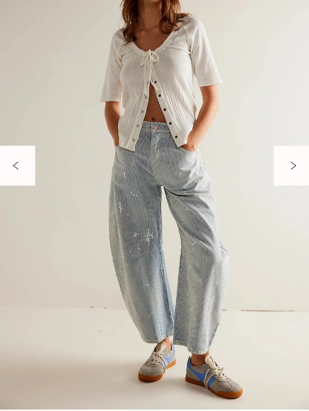 We The Free 31 Good Luck Stripe Barrel Jeans Mid NWT Paint Splatter Jeans - Picture 4 of 14